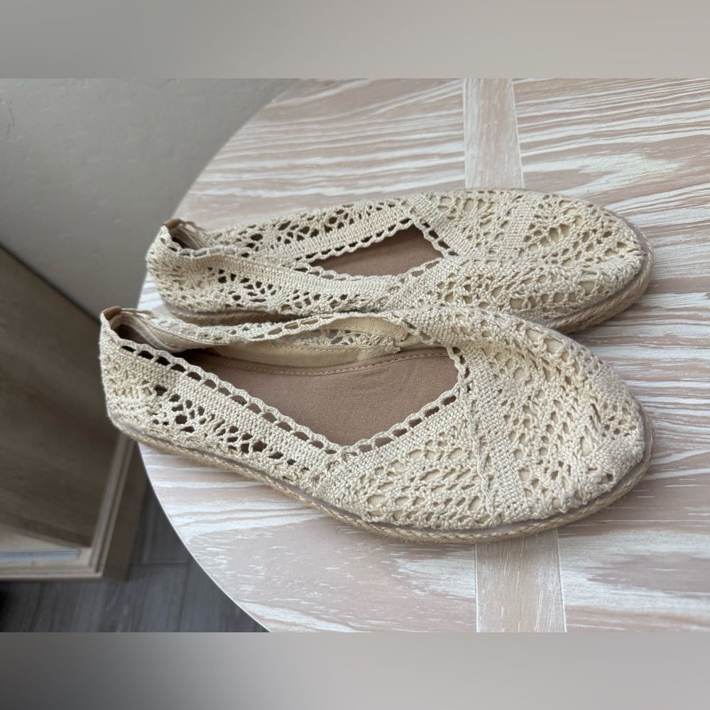 Time and Tru m|Ivory Cream Crochet Espadrille flats,boho Balletcore•••Size 11